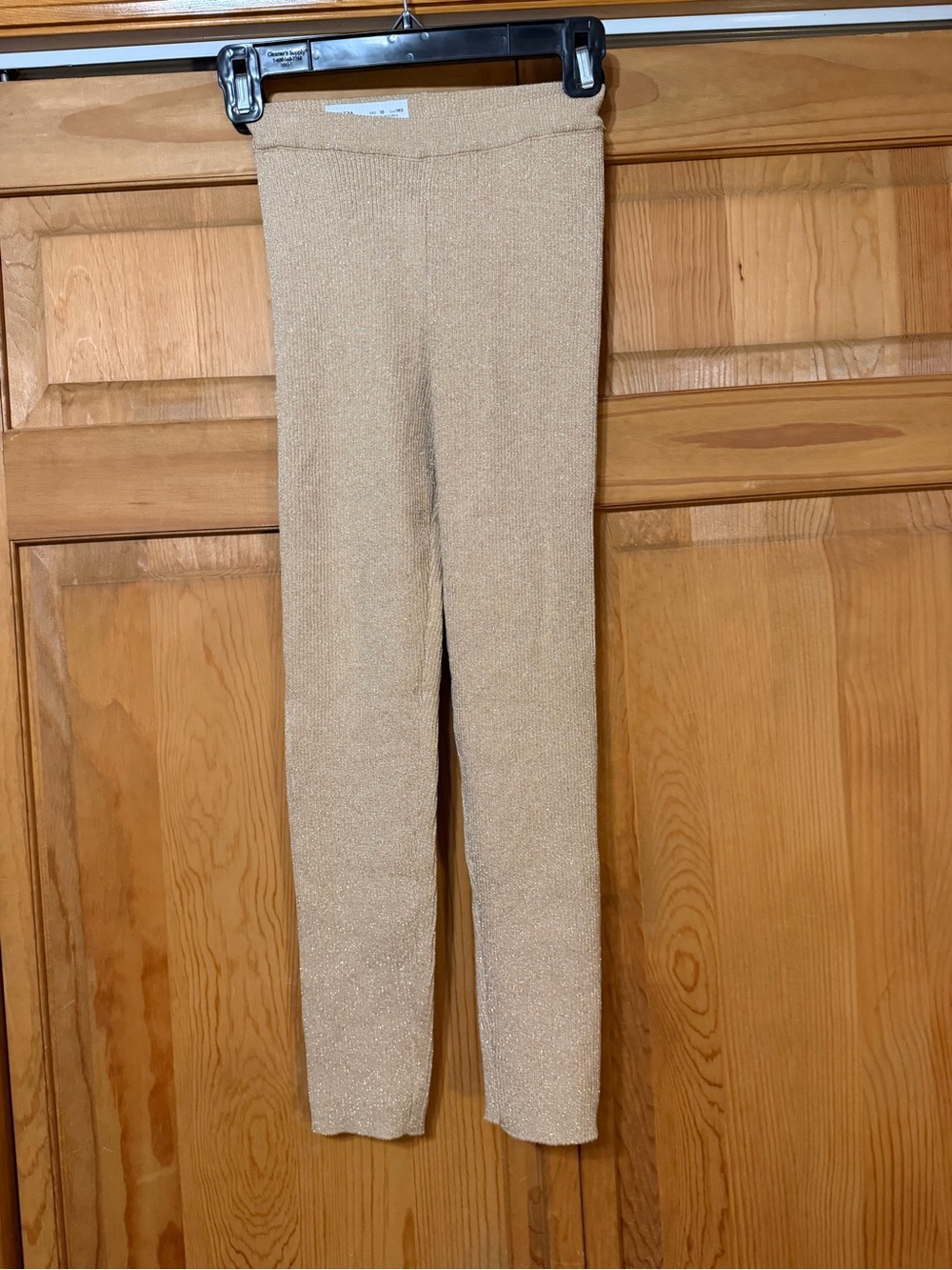 Zara Sparkle Cream Knit Leggings